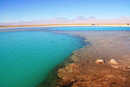 trkise Lagune in weiter Wste